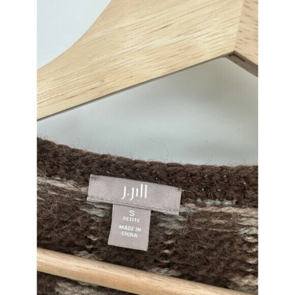 J. Jill Women Cardigan Sweater Wool Blend Alpine Nordic Knit Button Front SM PET - Picture 5 of 9